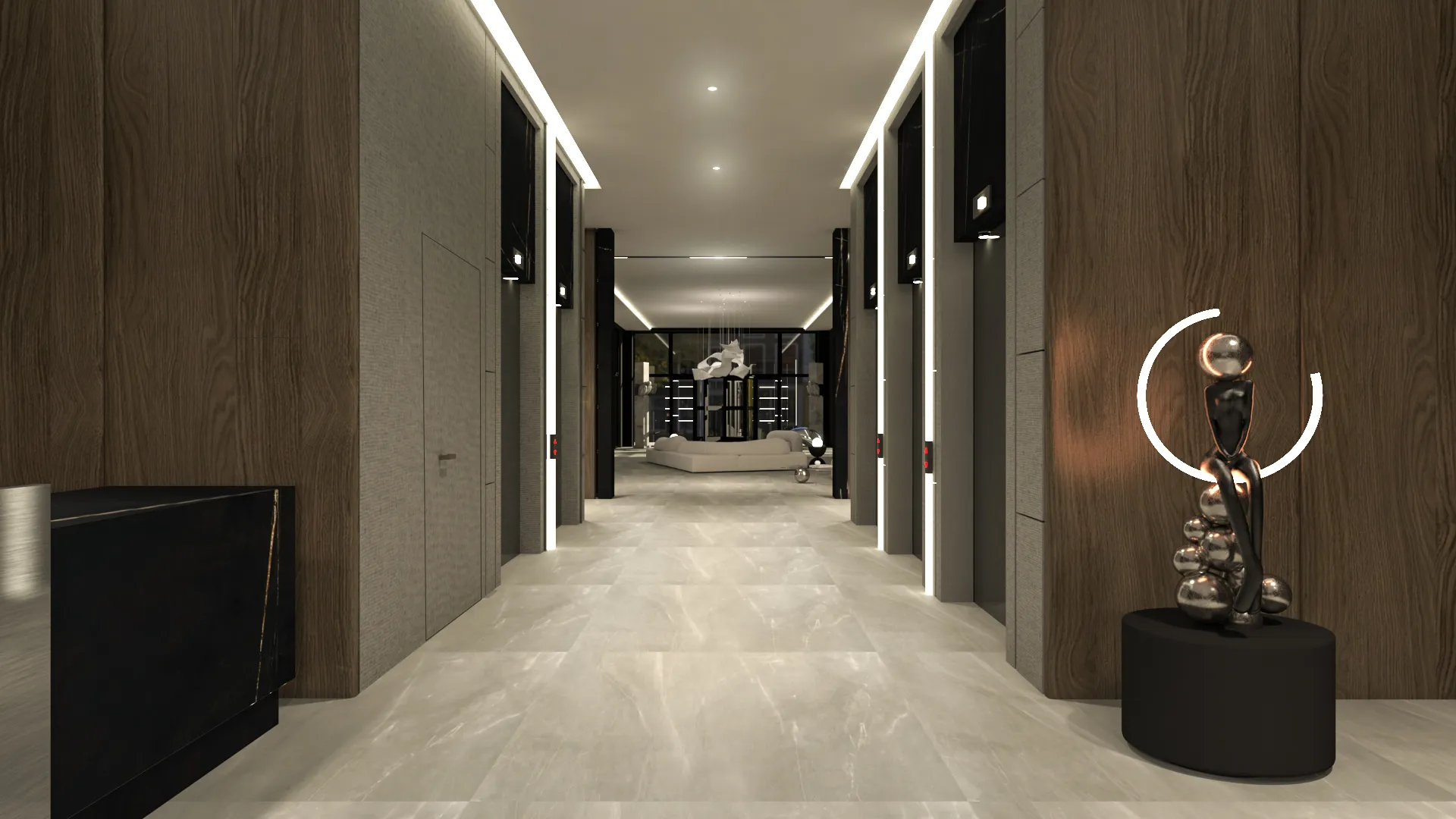 Randare interior — recepție sală evenimente