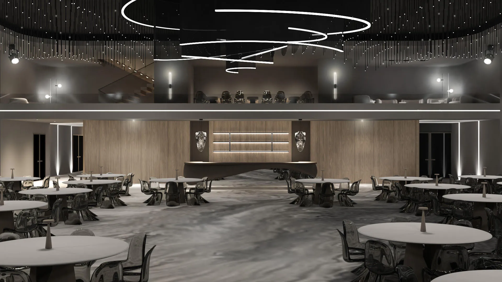 Randare interior — sală evenimente
